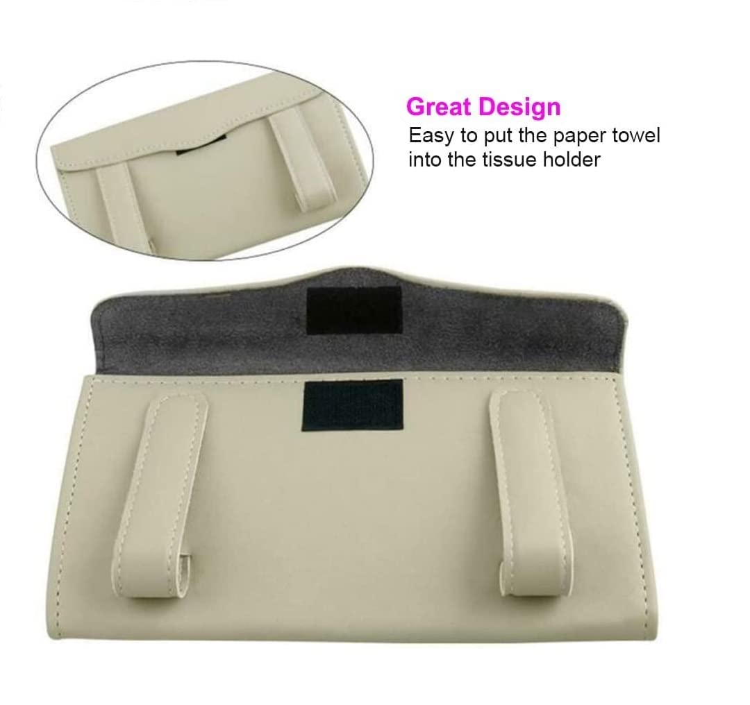 Car Visor Tissue Holder: Convenient Sun Visor Napkin Storage (Beige)