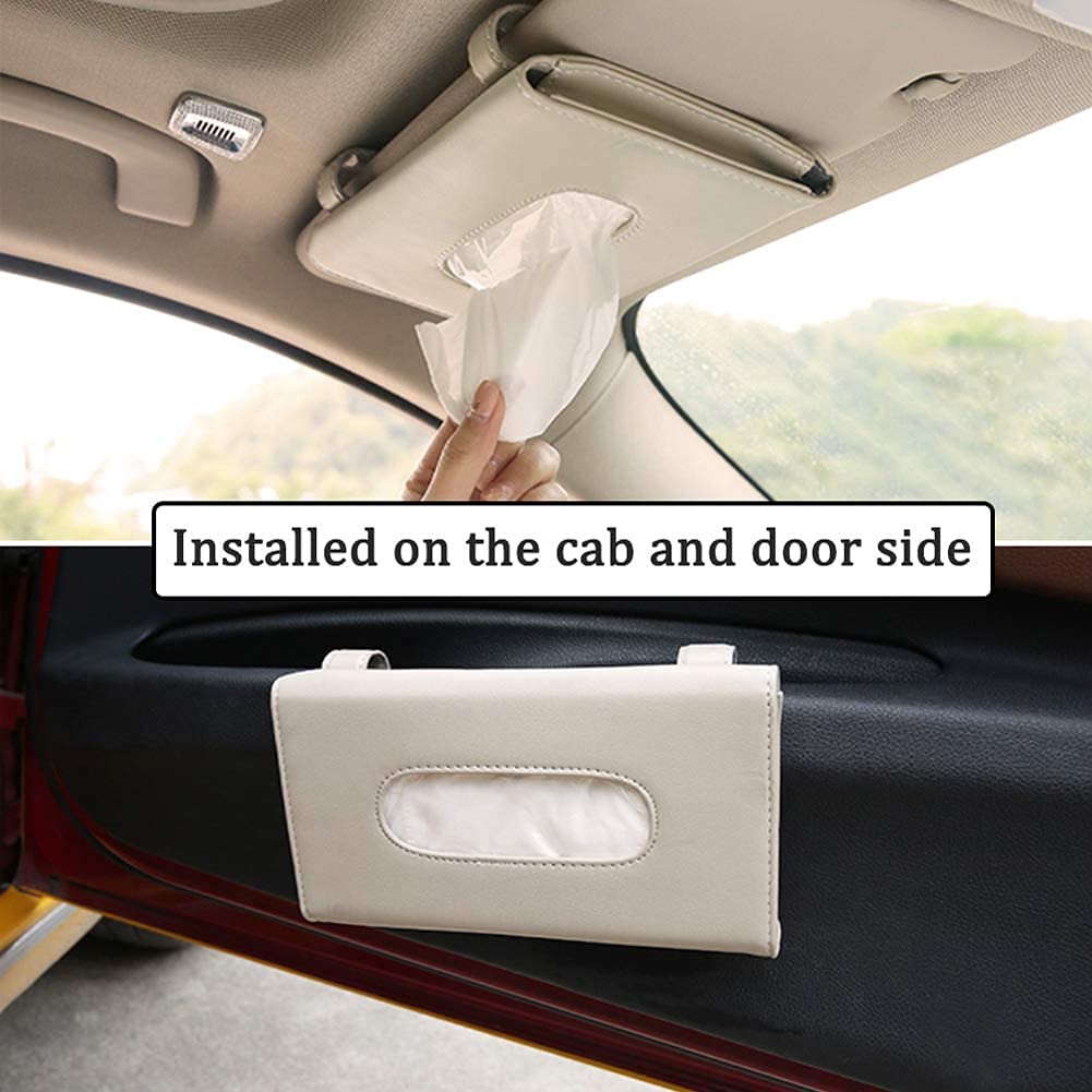 Car Visor Tissue Holder: Convenient Sun Visor Napkin Storage (Beige)