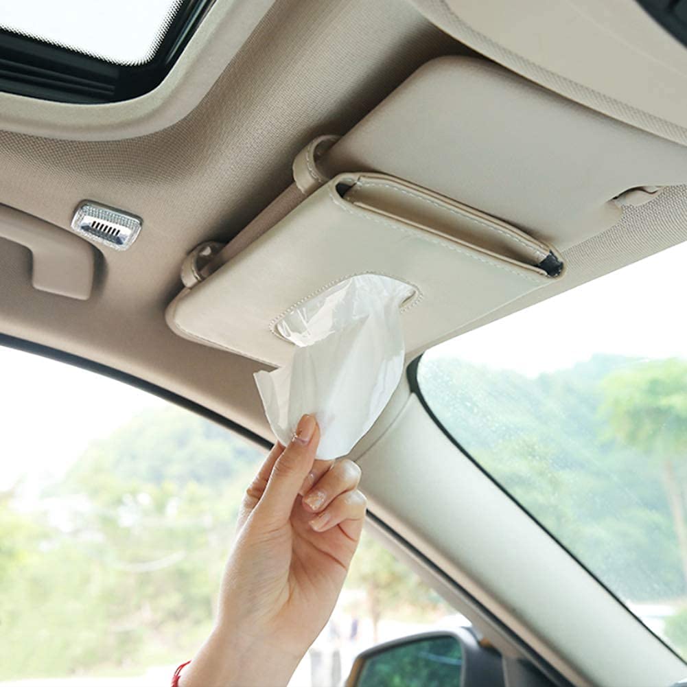 Car Visor Tissue Holder: Convenient Sun Visor Napkin Storage (Beige)