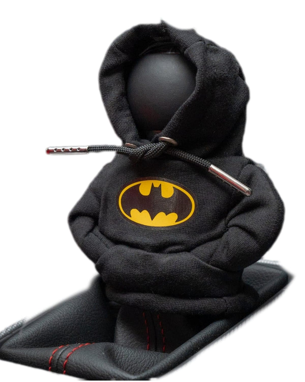 Moonshine Car Shifter Hoodie (Black) - Superhero Theme with Gearshift Detail.