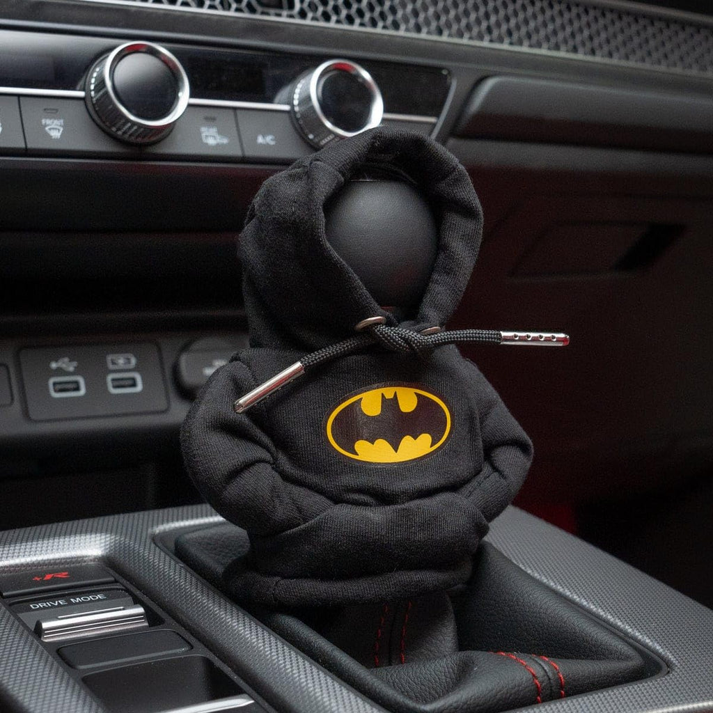 Moonshine Car Shifter Hoodie (Black) - Superhero Theme with Gearshift Detail.